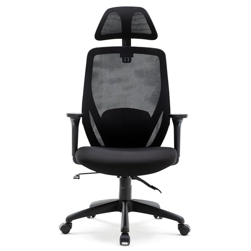 HNNHOME Recline Ergonomic Office Chair with Back Support and Headrest, Tilt Function Position Lock, Home Office Computer Desk Chair with Lumbar Support, Breathable Mesh Executive Office Chair