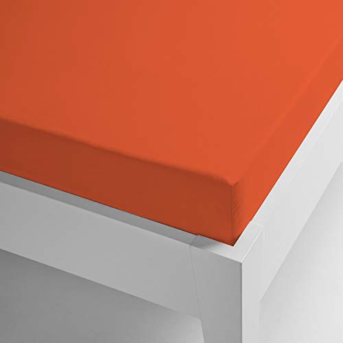 Miracle Home Microfiber Thermal Fitted Sheet Coral Plain Colours 105 x 200 orange