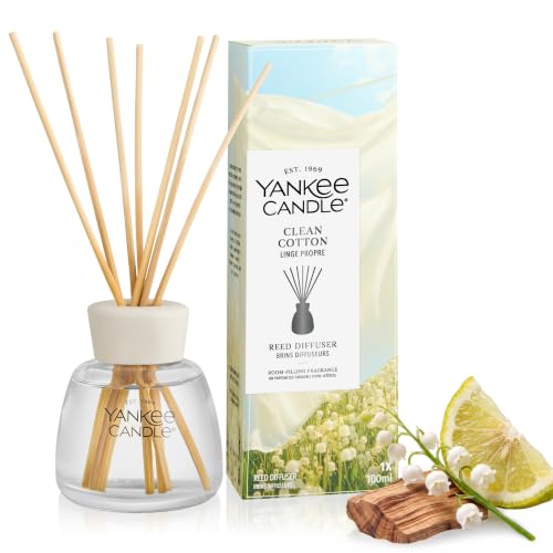 Yankee Candle Reed Diffuser - Clean Cotton - for Small to Medium Spaces - Up to 10 Weeks of Fragrance