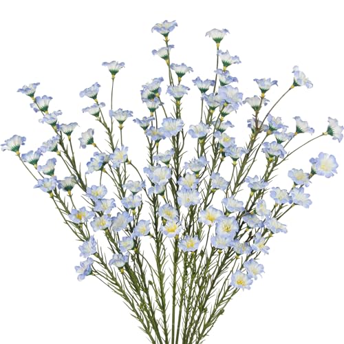 CITYES 10 Pcs Artificial Wildflowers with Stems Bulk Silk Spring Flowers 21 Inch Fake Forsythia Branches Blue Faux Wildflowers Floral Arrangements for Home Decor Indoor Outdoor Wedding Centerpieces