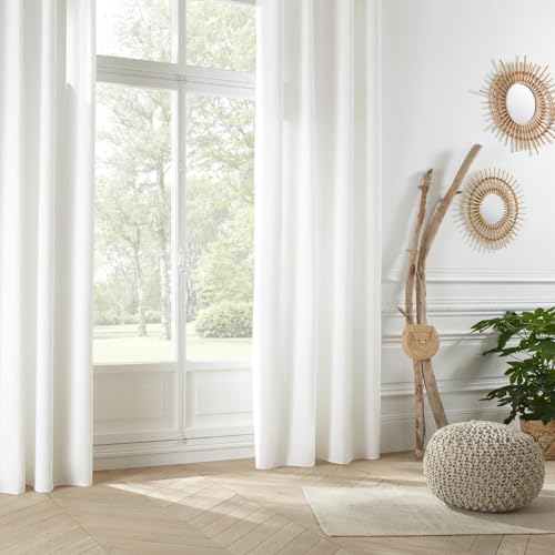 HomeMaison Curtain with eyelet Lightweight Suede Look, Polyester 260 x 140 cm, Ivory
