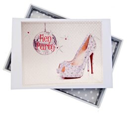 "White Cotton Cards Hen Party ""Glitterball and Shoes"" Album, Wood, White, Tiny"
