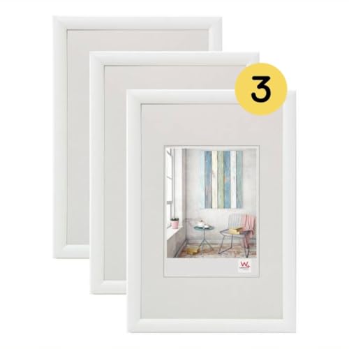 walther design Picture Frame Silver 30 x 45 cm 3-Pack, Trendstyle Plastic Frame KP045W3