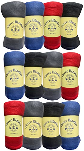 YACHT & SMITH Soft Fleece Blankets 50 X 60, Lightweight, Cozy Warm Throws Dark Colorful Blanket Sofa Travel Outdoor, Wholesale