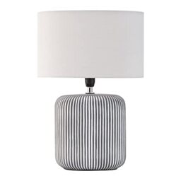 Pauleen Pure Shine 48218 Table Lamp Max. 20 Watt Handmade Grey White Bedside Lamp in Boho Look Made of Fabric, Ceramic E14