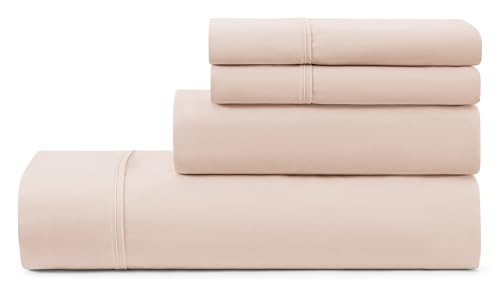 UGG 01335 Hedi King Bed Sheets and Pillowcases 4-Piece Set Sleep in Luxury Machine Washable Deep Pockets Wrinkle-Resistant Breathable Cozy Comfort Silky Cooling Sheets, King, Shell
