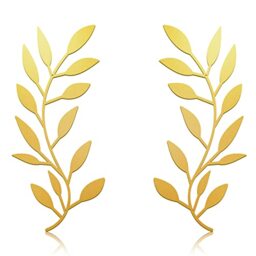 Zhengmy 2 Pieces Metal Tree Leaf Wall Decor Vine Olive Branch Leaf Wall Art Wrought Iron Scroll Above The Bed, Living Room, Outdoor Decoration (Gold)