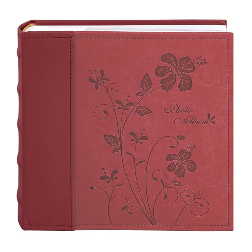 "Golden State Art Photo Album, Holds 200 4""x6"" Pictures, 2 Per Page, Faux Leather Vintage Inspired Cover, P52028-7 Marron"