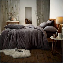 GC GAVENO CAVAILIA Fleece Duvet Cover Set Single - Fluffy Bedding Set with Pillowcases - Charcoal