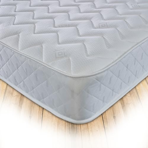 Starlight Beds Astral Double Mattress with Springs and Memory Foam Layer. Budget Friendly Double Hybrid Mattress. 19cm Deep, White, Soft Feel. (135x190x19cm)