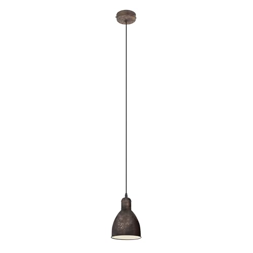 Eglo Priddy 1 Pendant Lamp, Single-Light Vintage Hanging Lamp in Industrial Style, Retro Steel Pendant Light, Colour: Antique Copper, Socket: E27