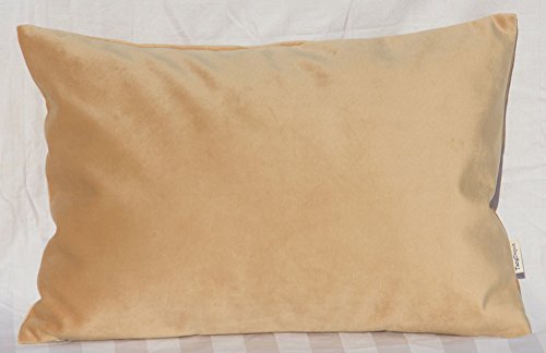 TangDepot Super Soft Velvet Throw Pillow Cover 12x20 Beige - Luxury velvet pillow cover, hidden zip, washable, fits any insert, indoor/outdoor, many colors, instant refresh.