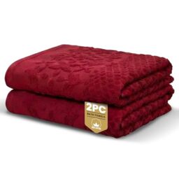 Rapport Home Versailles Jacquard Bath Towels 2-Pack - Ruby, 70x120cm - 100% Cotton 500gsm - Oeko-Tex Made in Green & BCI Certified
