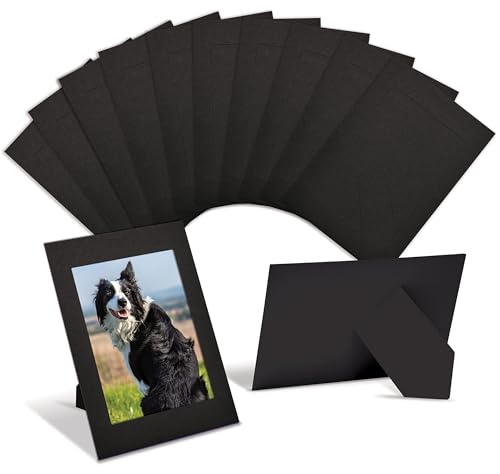 Better Office Products Paper Picture Frames for 4 x 6 Inch Inserts, 50 Pack, Heavy Cardstock Photo Frame with Easel, Standing Paper Frames (Black)