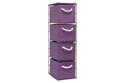 ARPAN Purple 4-Drawer Storage Unit, Basket Drawer Unit for Bathroom, Bedroom or Office Storage (18 x 25 x 65 cm)