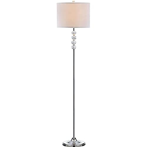 SAFAVIEH Modern Metal Floor Lamp, in Clear and Chrome, 35 X 35 X 150