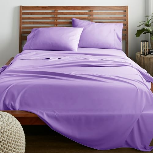 American Home Collection King Size Sheet Set - 16-Inch Deep Pocket - Ultra Soft Microfiber Bed Sheets - Breathable, Wrinkle and Fade Resistant, Easy Care - 4 Piece Set (King, Lavender)