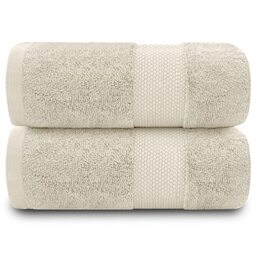 GC GAVENO CAVAILIA 100% Cotton Pack of 2 Bath Sheets, Premium Quality 700 GSM Fade Resistant Extra Absorbent Towels, Egyptian, Cream, 90x140 Cm