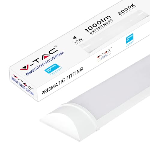 V-TAC Linear LED Strip with Samsung Chip 10 W – LED Tube – Length 30 cm – Ceiling Light Rectangular IP20 for Wall, Garage, Warehouse, Store – Light Colour 3000 K Warm White, VT-8-10