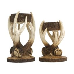 Duomiacasa Antler Deer Candle Holders, Wildlife Elk Votive Tealight Holder,Rustic Home Decor,Cabin Log Decoration Set of 2
