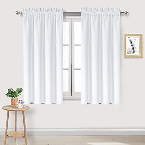 DWCN White Curtains for Living Room Thermal Insulated, 50% Light Blocking Curtains for Bedroom, Dining Room Window, W 42x L 54 Inch, Set of 2 Rod Pocket Curtain Panels
