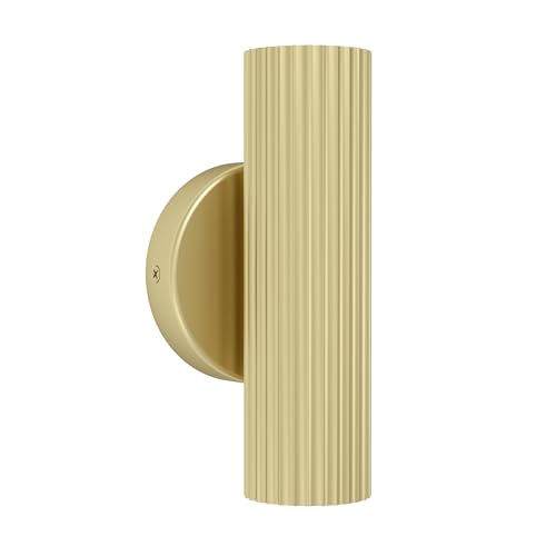 Eglo Bedside wall Light Portillo, Indoor lamp with uplight and Downlight, indirect Bedroom and Living Room Lighting, Metal in matt Brass, GU10