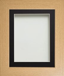 Frame Company Watson Beech Picture Photo Frame fitted with Perspex, A3 with Black Mount for image size A4