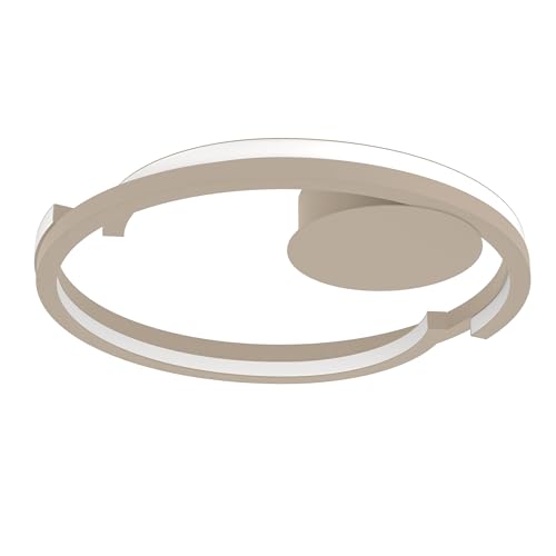 Eglo LED Ceiling Light Fixture Mezzomonte, dimmable Living Room lamp, Flush Mount Lighting for Bedroom and Hallway, Metal in Sand Colour, Warm to Cool White, Ø 48 cm