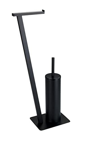 WENKO Lirio Toilet Brush Roll Holder Matte Black, Metal, 68.5 x 30 x 15 cm