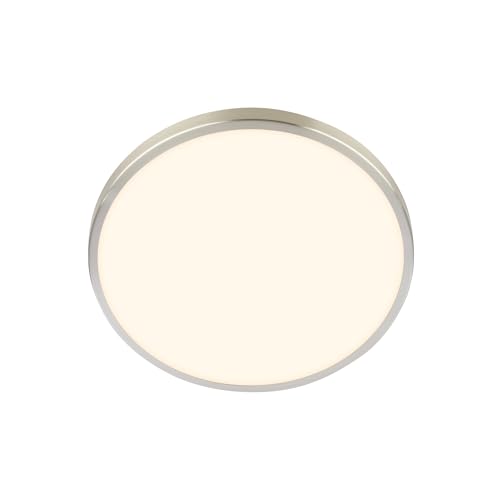 BRILONER - LED Ceiling Light with Shade, Warm White Light 10.5W 1200lm, lamp, Living Room, Kitchen, Hallway, 24 x 6 cm, matt Nickel
