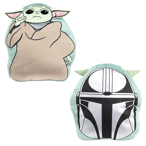 Disney Mandalorian Officially Licenced Shaped Cushion Pillow - Stuffed Plush Shaped Pillow - Grogu Figure Friend Design - Perfect For Bedroom Or Gaming Décor - Green