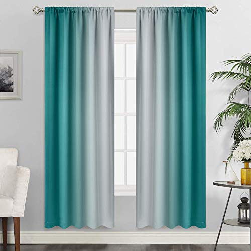SimpleHome Ombre Rod Pocket Black Curtains for Bedroom, 52Wx72L - Room Darkening Curtains for Bedroom,Gradient Light Blocking Curtain,Thermal Insulated Window Drapes,2 Panels,63 Inch