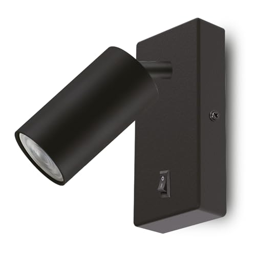 Maclean Wall lamp/Wall Light, spot, Round, GU10, with Switch, 55x100mm, Black Color, MCE369 B