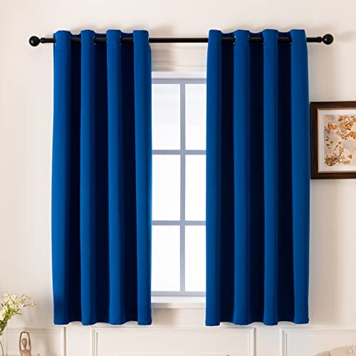 "Pickluc Grommet Blackout Curtains 63 Inches Long 2 Panels, Light Blocking Window Drapes for Living Room, Thermal Insulated, Noise Reduction, Blue, 52"" Wide x 63"" Length"