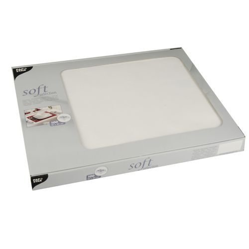 Papstar Soft Selection, 100 Place Mats, Fabric-Like Fleece 30 cm x 40 cm White # 82325
