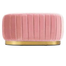 Hodge and Hodge Large Oval Velvet Ottoman Seat Aurora Design Stool Metal Base Dusky Pink