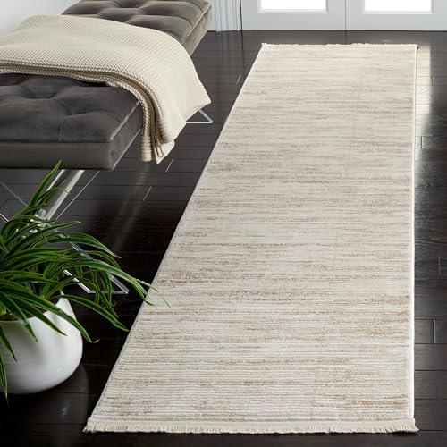 SAFAVIEH Geometric Rug for Living Room, Dining Room, Bedroom - Whisper Collection, Short Pile, in Ivory and beige, 66 X 183 cm