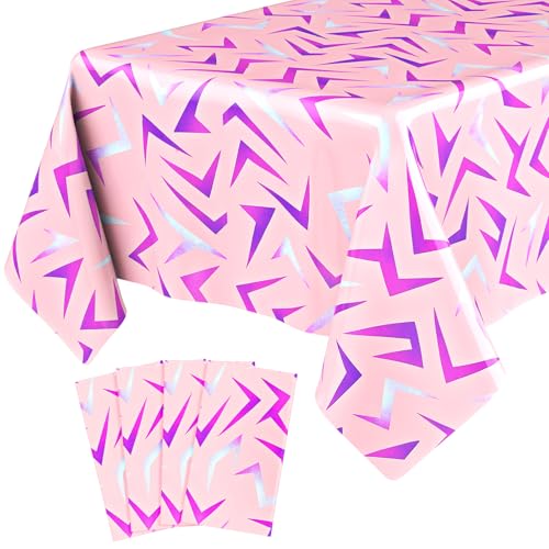 Gilprop Plastic Birthday Tablecloth 108 x 54 Inches Disposable Rectangle Table Cover for Boys Girls Birthday Party Decorations(4 Pcs,Lightning Crack)