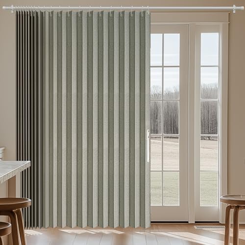 "Jilron 100% Blackout Curtains patio door curtain accordion door sliding door curtains extra wide blackout curtains Used for room divider (Grey 98"" W x 106"" L)"
