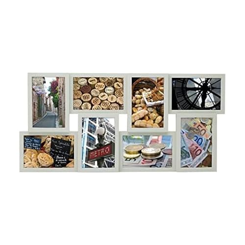 MELANNCO 24 x 12 Inch 8 Opening Photo Collage Frame, Displays Four 4x6 and Four 6x4 Inch Photos, Gray