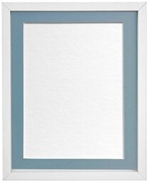 FRAMES BY POST Rio Picture Photo Frame, MDF Wood, White with Blue Mount, 18 x 14 Inches Image Size 14 x 11 Inches