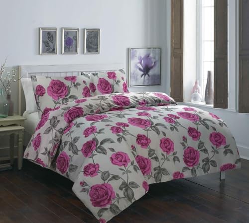 Kampala Hill Meadow Grey Duvet Cover Set Floral Themed Double Bedding Set