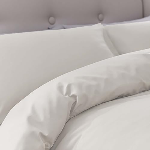 Silentnight Pure Cotton Duvet Cover - Cream 100% Cotton Easy Care Super Soft Luxury Quality Breathable Bed Linen Set Duvets Quilt Cover Bedding Set - Single