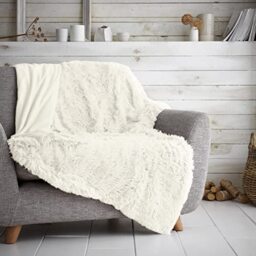 Gaveno Cavailia Hugg and Snugg Teddy Fleece Sofa Bed Blanket, Super Soft Fluffy Easy Care Decorative Throw, Cosy Warm Settee ThrowOver, Double 150x200 cm, Cream