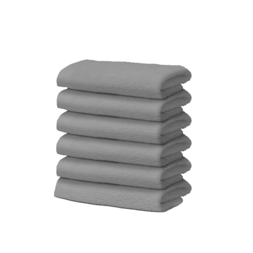 Set of 6 Face Towels in 100% Cotton – 30 x 30 cm – Extra Absorbent and Quick Drying – for Bathroom, Spa and Gym – Grey – Orlando Model