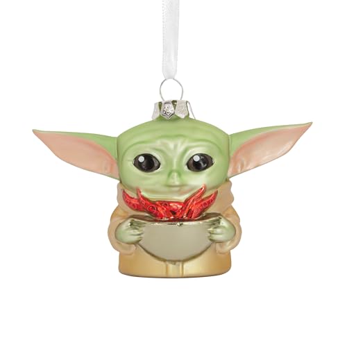Hallmark Grogu Glass Ornament, Star Wars Tree Decoration, The Mandalorian, Glass Hanging Ornament, Christmas Hanging Ornament, Gifts for Christmas