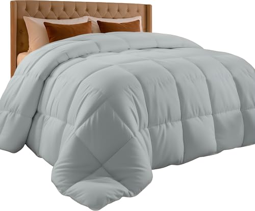 Utopia Bedding Comforter Duvet Insert - Quilted Comforter with Corner Tabs - Box Stitched Down Alternative Comforter (Twin, Light Grey) (UB2586)