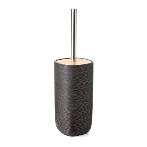 TATAY Toilet Brush - High-Strength Polyresin - Decorative and Elegant Design - Functional Toilet Brushes - 10.1 x 10.1 x 35.5 cm - Bamboo Collection - Grey