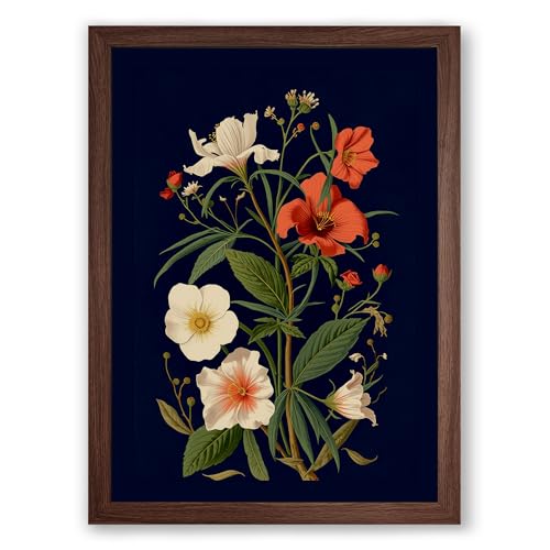 Study Botanical Framed Wall Art Print A1 (84.1×59.4cm) Walnut, Wall Decor for Living Room, Bedroom, Office & Home, Ready to Hang, Art Gift