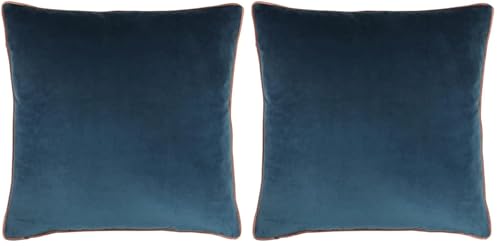 Paoletti Meridian Cushion Cover – Velvet Piped Luxury Decor (Petrol/Blush - 55 x 55 cm) (Pack of 2)